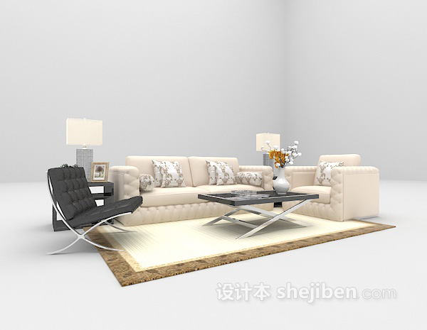现代浅色沙发组合3d模型