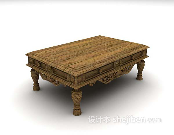中式风格中式木色茶几3d模型下载