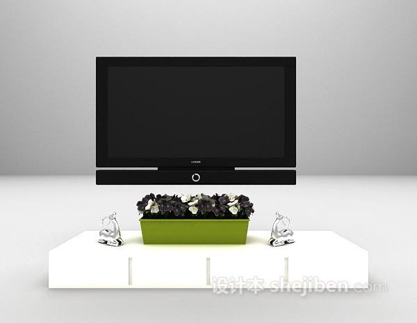 白色矮电视柜3d模型推荐