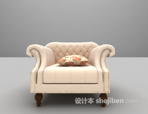 欧式皮质沙发3d模型下载