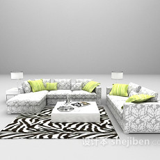 组合白色沙发3d模型下载