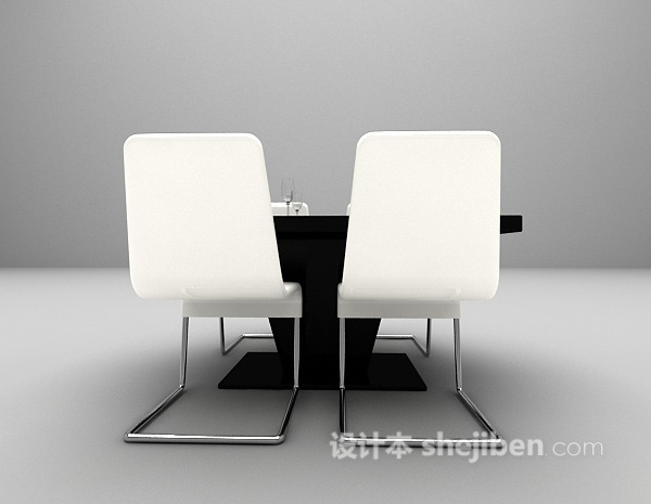 现代黑白桌椅模型下载