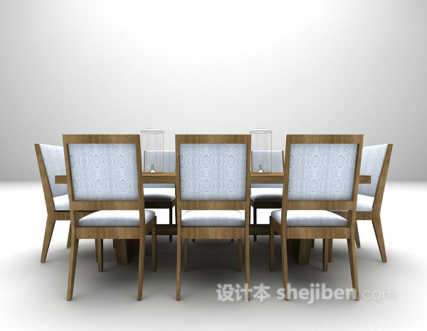 现代棕色餐桌欣赏3d模型下载