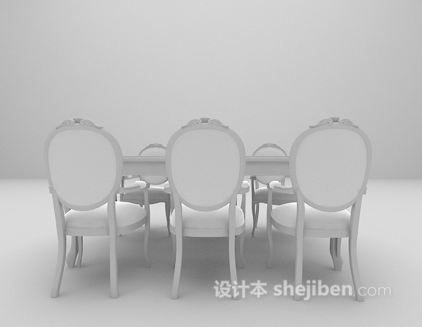 欧式棕色餐桌3d模型免费下载
