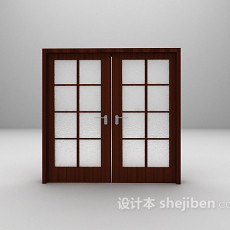 现代玻璃木门3d模型下载