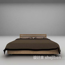 现代棕色双人床3d模型下载