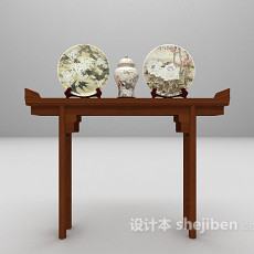 中式案几瓷器装饰3d模型下载