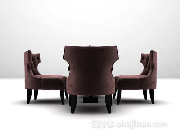 布艺桌椅组合3d模型欣赏