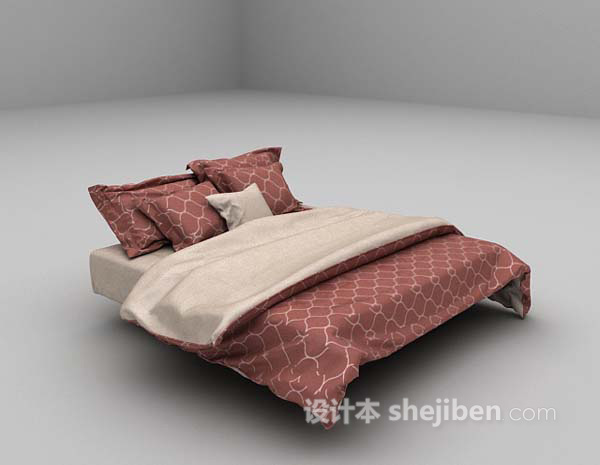 现代风格床具3d模型下载