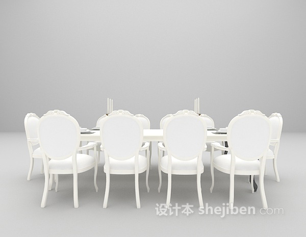 欧式棕色餐桌3d模型