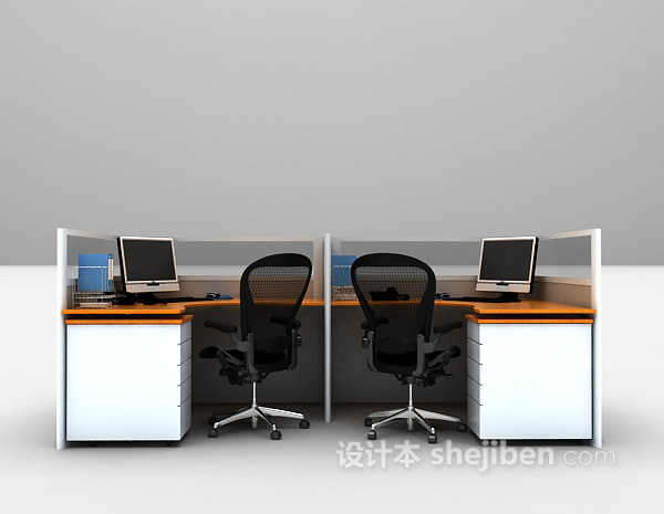 办公桌椅组合3d模型下载