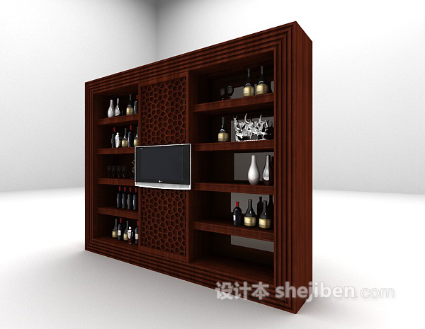 设计本欧式酒柜3d模型下载