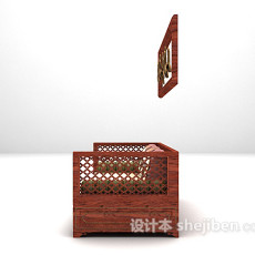 中式木质沙发推荐3d模型下载