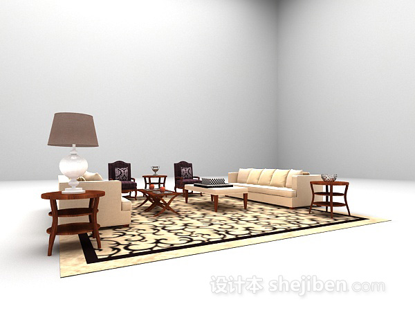 田园风格田园风组合沙发3d模型下载
