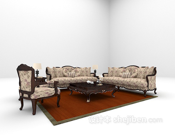 欧式风格欧式风格组合沙发免费3d模型下载