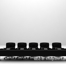 黑色单排会议桌3d模型下载