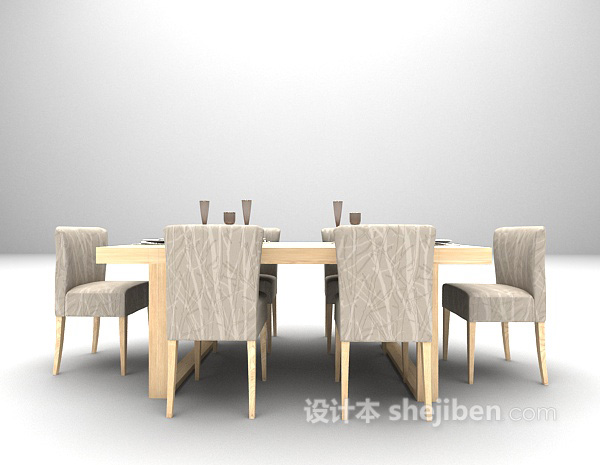 木色餐桌3d模型免费下载