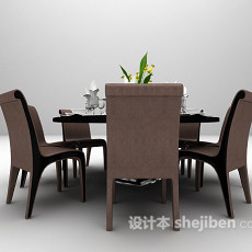 黑色圆形餐桌3d模型下载
