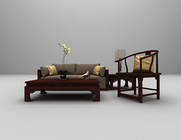 木质沙发3d模型下载