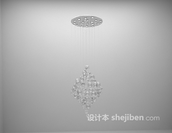 圆形水晶吊灯3d模型下载