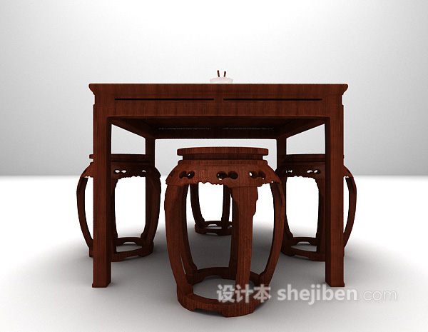 中式桌椅模型下载