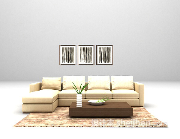 现代风格组合沙发3d模型下载