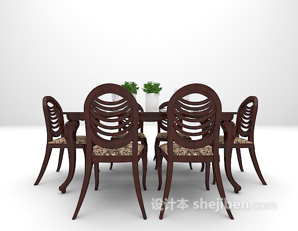 家庭6人餐桌模型下载