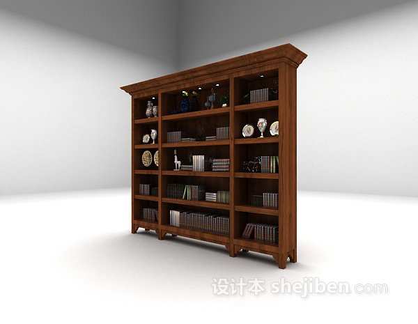 免费欧式实木书柜3d模型下载