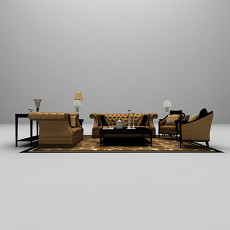 欧式金色沙发3d模型下载