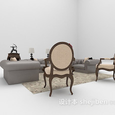 欧式皮质沙发欣赏3d模型下载