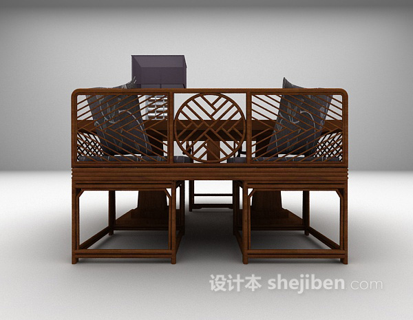 中式风格桌椅组合推荐3d模型下载