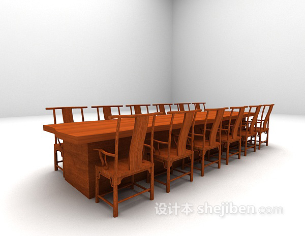 中式风格中式桌椅组合欣赏3d模型下载