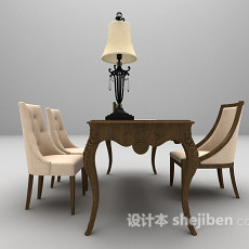 欧式办公桌椅组合3d模型下载