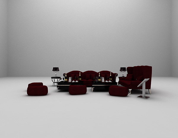 红色沙发组合模型下载