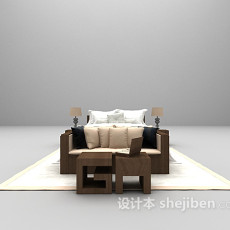 床沙发组合3d模型下载