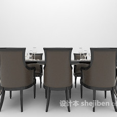 欧式简约餐桌3d模型下载