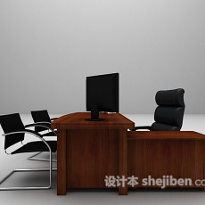 现代棕色办公桌欣赏3d模型下载