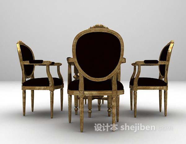 欧式桌椅组合3d模型