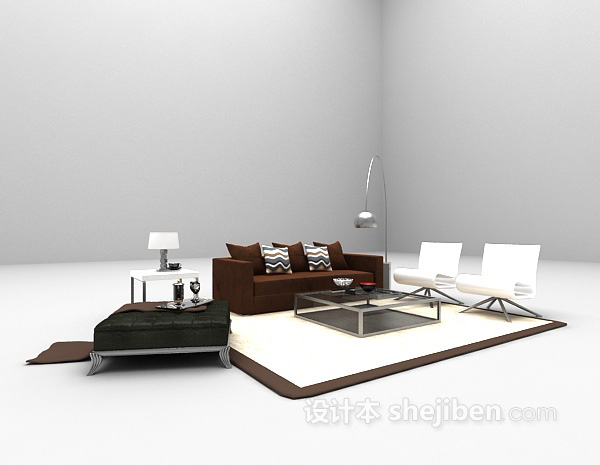 家庭组合沙发3d模型下载