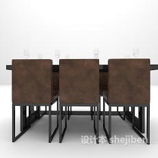 现代黑色餐桌组合大全3d模型下载