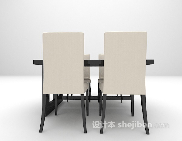 现代黑色餐桌组合3d模型欣赏