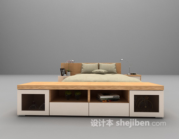 木质矮床3d模型下载