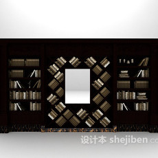 红木书柜3d模型下载