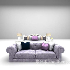 淡紫色床3d模型下载