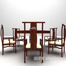 中式圆形桌椅推荐3d模型下载