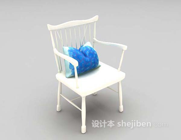 白色木质家居椅3d模型下载