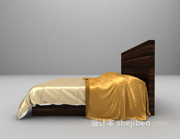 设计本木质床3d模型下载