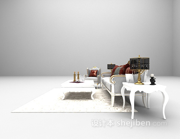 设计本白色欧式沙发欣赏3d模型下载