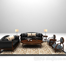 欧式木质沙发MAX3d模型下载