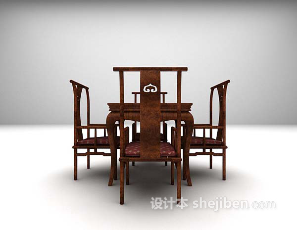 中式桌椅组合3d模型大全